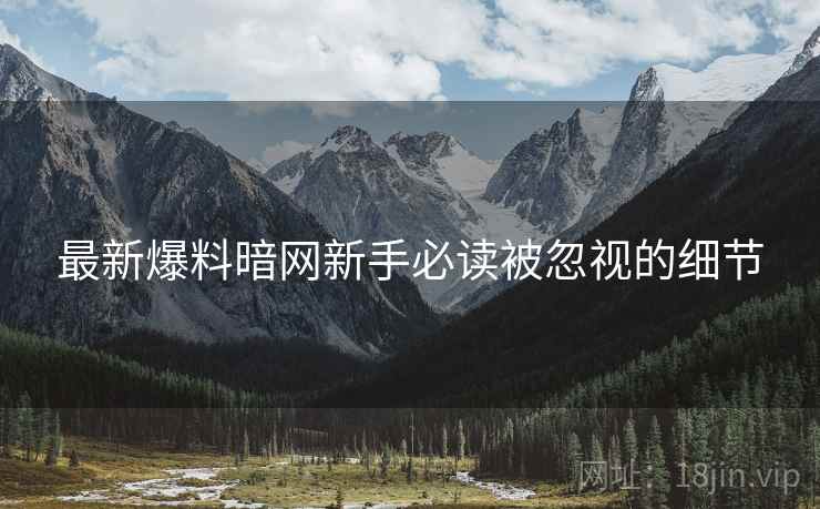 最新爆料暗网新手必读被忽视的细节