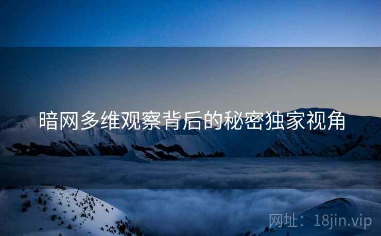 暗网多维观察背后的秘密独家视角